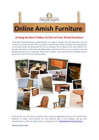 Getting the Best Timber As Part of Your Wood Furniture