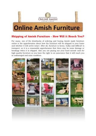 Shipping of Amish Furniture - How Will it Reach You?