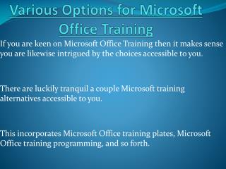 Various Options for Microsoft Office Training