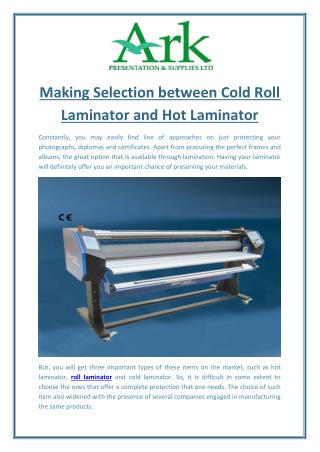 Making Selection between Cold Roll Laminator and Hot Laminator