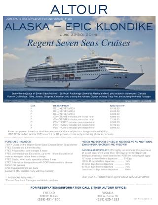 Altour - Alska -Epic Klondike cruise Tour