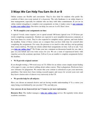 3 Ways We Can Help You Earn An A or B