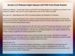 Encole LLC Releases Sight Glasses with FDA Food Grade Sealant