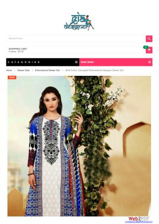Multi Colour Georgette Embroidered Designer Salwar Suit