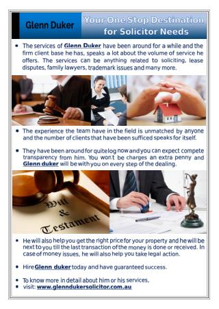 Glenn Duker Your One Stop Destination for Solicitor Needs