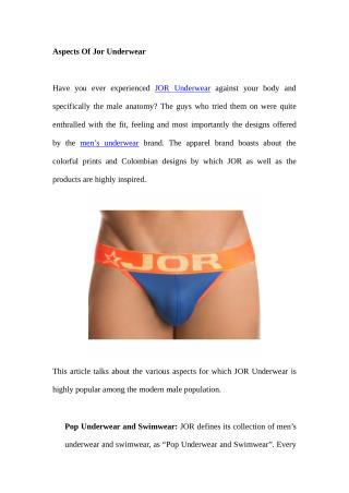 Aspects Of Jor Underwear