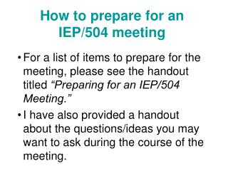 How to prepare for an IEP/504 meeting