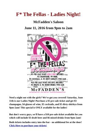 Ladies Night Event - McFadden's Saloon NYC