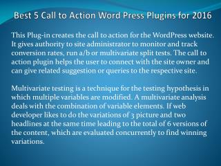 Best 5 Call to Action Word Press Plugins for 2016
