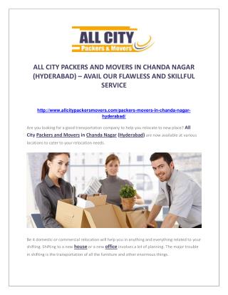 Packers and Movers in Chanda Nagar (Hyderabad)-All City Packers & Movers®