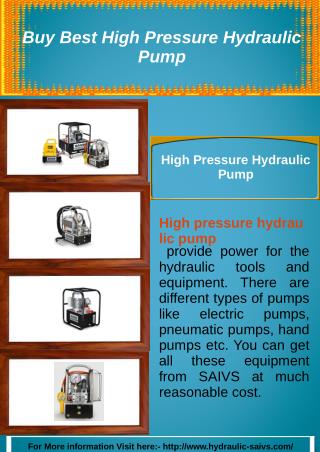Buy Best High Pressure Hydraulic Pump