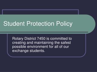 Student Protection Policy