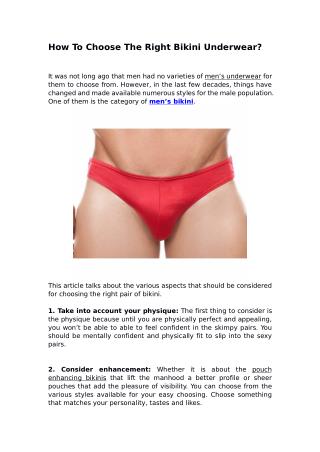 How To Choose The Right Bikini Underwear?