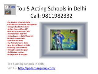 Top 5 Acting Schools in Delhi, Film Institute Delhi, Modeling Classes in Delhi