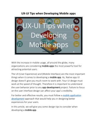 UX-UI Tips when Developing Mobile apps
