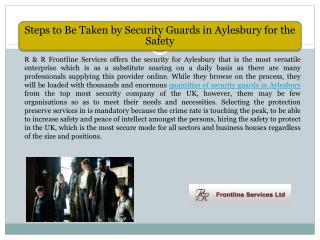 Steps to Be Taken by Security Guards in Aylesbury for the Safety