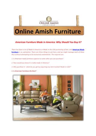 American Furniture Made in America: Why Should You Buy It?