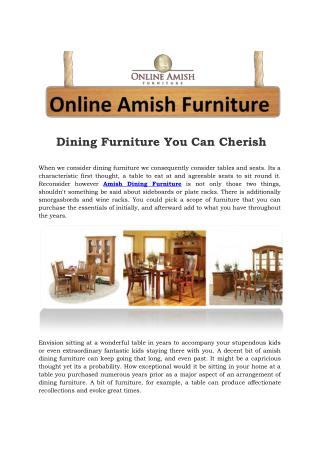 Dining Furniture You Can Cherish