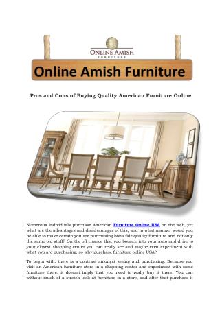 Pros and Cons of Buying Quality American Furniture Online