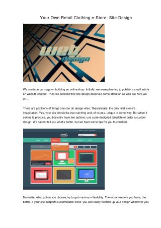 Your Own Retail Clothing e-Store: Site Design
