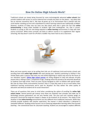 How Do Online High Schools Work?