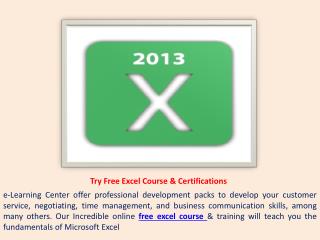 Try Free Excel Course & Certifications
