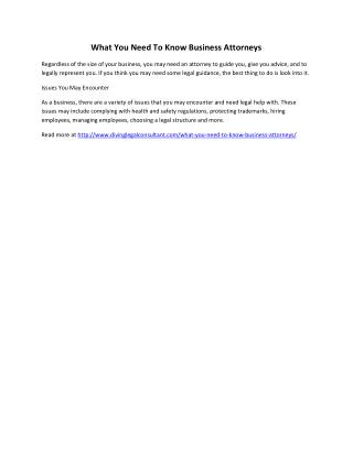 What You Need To Know: Business Attorneys