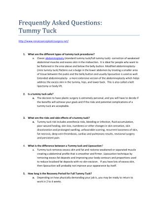 What is a Tummy Tuck and more!