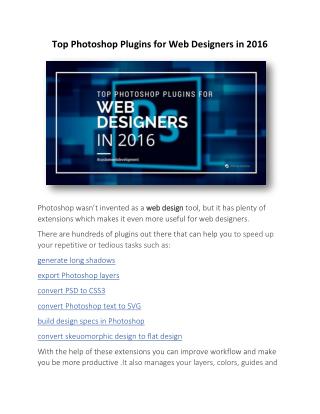 Top Photoshop Plugins for Web Designers in 2016