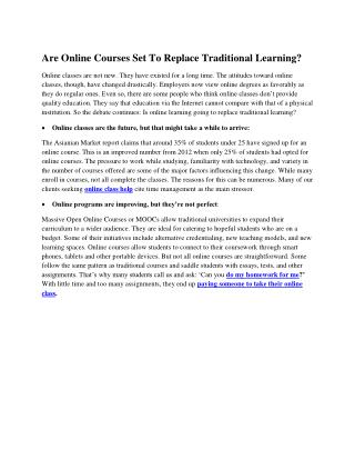 Are Online Courses Set To Replace Traditional Learning?