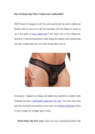 How To Keep Your Men’s Underwear Comfortable?