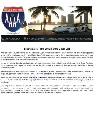 Luxury Car Rentals Dubai