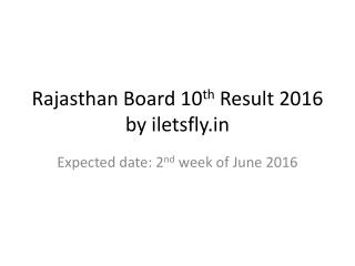 Rajasthan board 10th Result 2016