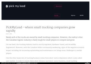 PickMyLoad—where small trucking companies grow rapidly