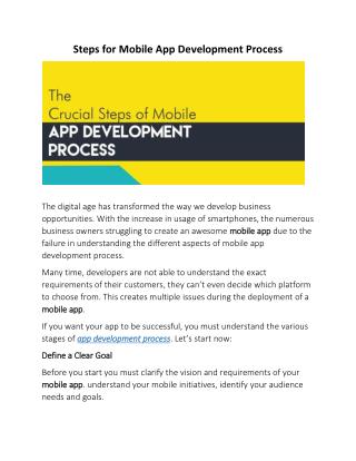 Steps for Mobile App Development Process