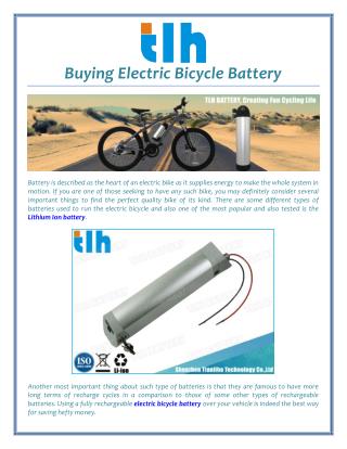 Buying Electric Bicycle Battery