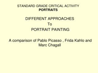 STANDARD GRADE CRITICAL ACTIVITY PORTRAITS