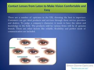 Contact Lenses from Luton to Make Vision Comfortable and Easy