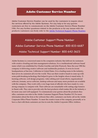 Adobe customer support Number