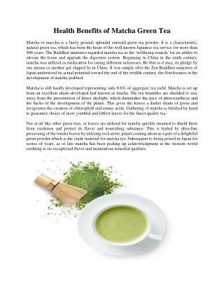 Health Benefits of Matcha Green Tea