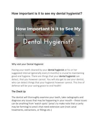 How Important is it to See My Dental Hygienist?