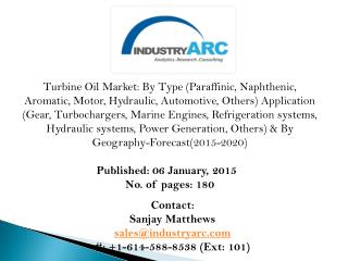 Turbine Oil Market: mineral oils had the largest market shares almost 96.8% in previous years.