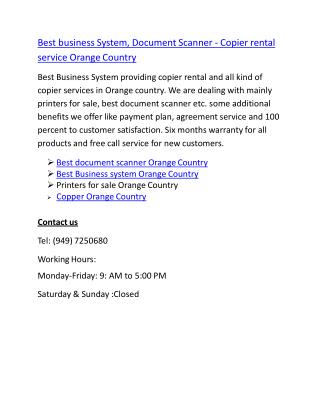 Best business System, Document Scanner - Copier rental service Orange Country