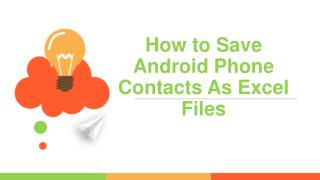How to Save Android Phone Contacts As Excel Files