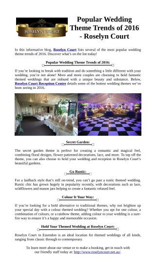 Popular Wedding Theme Trends of 2016 - Roselyn Court