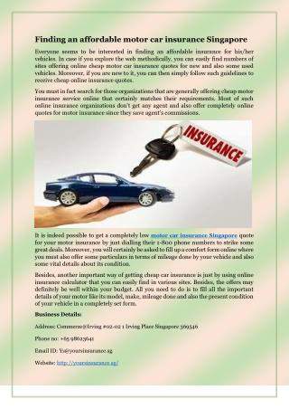 Finding an affordable motor car insurance Singapore