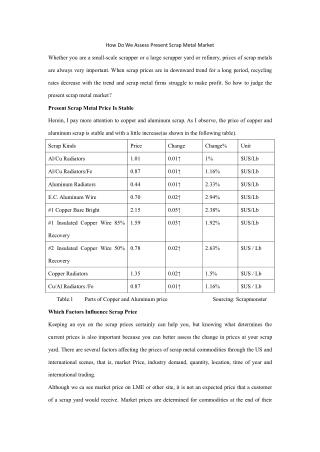 How Do We Assess Present Scrap Metal Market