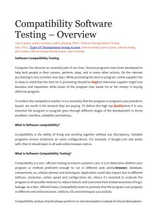 Compatibility Software Testing – Overview