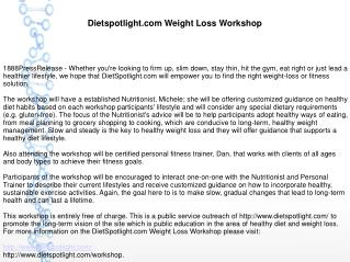 Dietspotlight.com Weight Loss Workshop