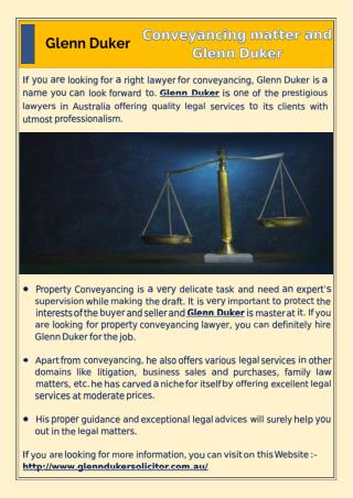 Conveyancing matter and Glenn Duker